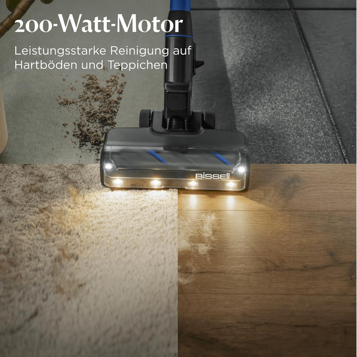 Бездротовий пилосос Bissell PowerClean FurGuard з акумулятором, 280W, самоочисна щітка, світло FurFinder, HEPA-фільтр, акумулятор 2500 mAh, час роботи 50 хв, щітка FurGuard 4091N для видалення шерсті тварин