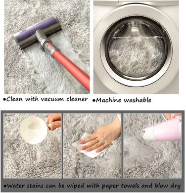 Шкіряний килим NIULAA 120x160 см, сірий та білий, сучасний, пухнастий, м'який, для вітальні, спальні, коридору, підлогу, килим-сліп, штучне хутро, шэггі, однотонний, під килим, 120 x 160 см (прямокутний)