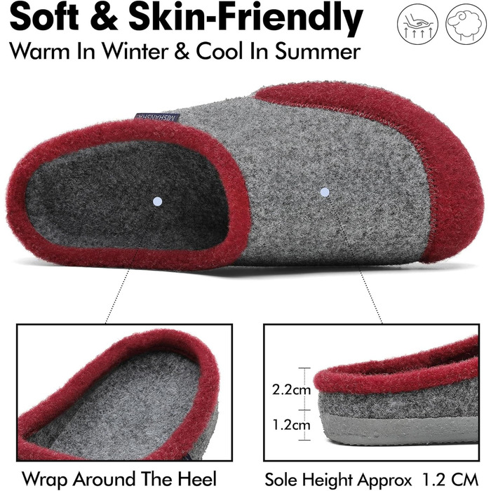 Тапочки халатні Mishansha з фетру, зимові, для дому, чоловічі/жіночі, розмір 36-48, 42 EU, червоні