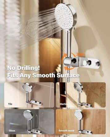 Фільтр для душу Cobbe з шлангом, душова лійка високого тиску з 6 режимами, економна душова лійка з шлангом, ручна лійка з фільтром від накипу для жорсткої води, хлору, чорна (хром63)