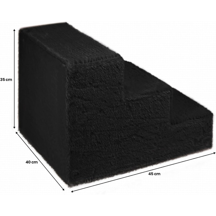 Сходинка для собак Mg Design - 3 сходинки, чорний колір, стабільний дерев'яний каркас, для собак та котів, 40 x 45 x 35 см