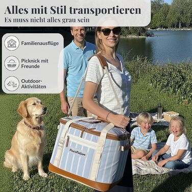 Велика сумка-холодильник 45L XXL блакитна для пікніка, пляжу, авто, кемпінгу, відпочинку на природі