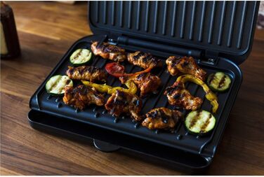 George Foreman 25800 Grill with Grill Plate, Cooktop & Toaster - Fast Heating & Easy Cleaning, Black