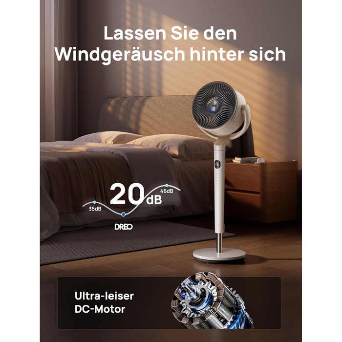 Вентилятор підлоговий Dreo з Wi-Fi та LED, 102 см, 3 режими, 8 швидкостей, 1200 м³/год, 26 м відстань, тихий 20dB