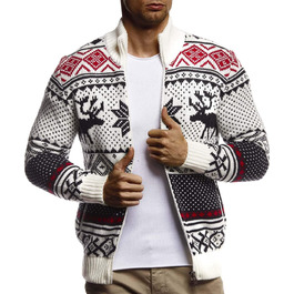 Чоловіча в'язана куртка Leif Nelson з коміром-стійкою, зимова куртка, тепла куртка для відпочинку, чоловіча куртка, норвезький стиль, грубий в'язок, Slim Fit, LN20759, S, Екру