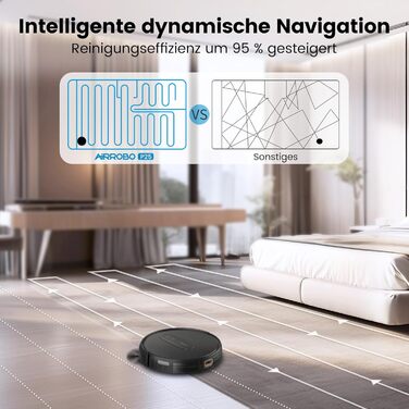 Робот-пилосос AIRROBO P25: потужність 2800 Pa, для твердих поверхонь та килимів, керування через додаток, 120 хв роботи, з пультом дистанційного керування (чорний)