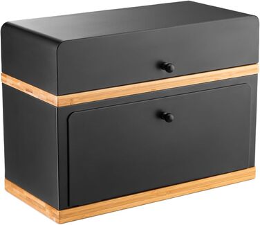 Бредониця Kos Design чорна, 2 яруси, метал/дерево - для зберігання хліба та випічки
