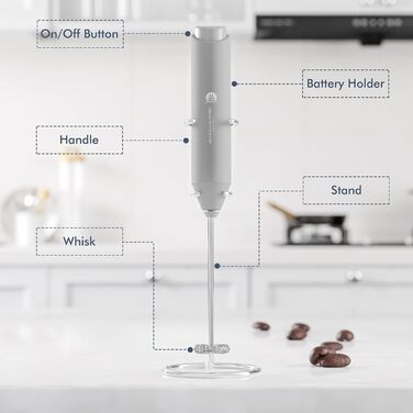 Потужний ручний пінозмішувач для молока: приготування кави, капучино, лате, матча, гарячого шоколаду. З підставкою
