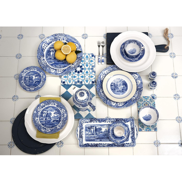 Spode Blaue Zuckerdose з кришкою, 266 мл, Steingut, вінтажний дизайн, придатна для миття в посудомийній машині, мікрохвильовій печі та морозильній камері