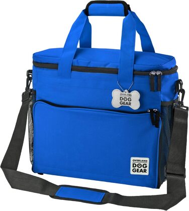 Чорна сумка для подорожей з собаками Overland Chiens Gear для великих собак, 2 контейнери для їжі, 2 складані миски (Королівський синій)