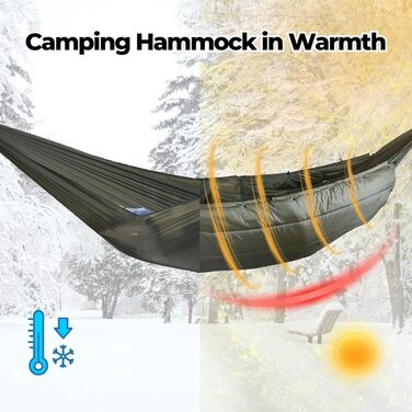 Onewind Hammock Underquilt, full-length underquilt with insulation for hammock camping, 4 seasons, hiking, backpacking, and travel. Lightweight and portable