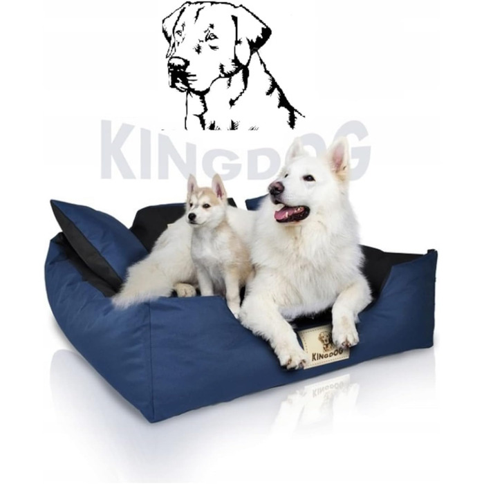 Ліжко для собак та котів KingDog з двома подушками, зручний кошик для домашніх тварин, миється, водонепроникний PVC, розмір M (75x65 см), чорний колір