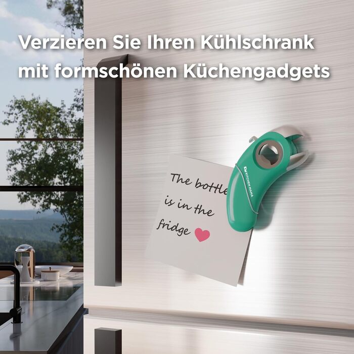 Kitchen Mama Epic One – універсальний відкривач для пляшок, банок і кришок, ергономічний, для людей з артритом, бірюзовий