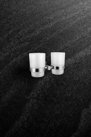 Ambrosya Toothbrush Holder with Wall Mounting - Glass Cup Holder Toothbrush Holder Toothpaste Bath (Brushed Stainless Steel)