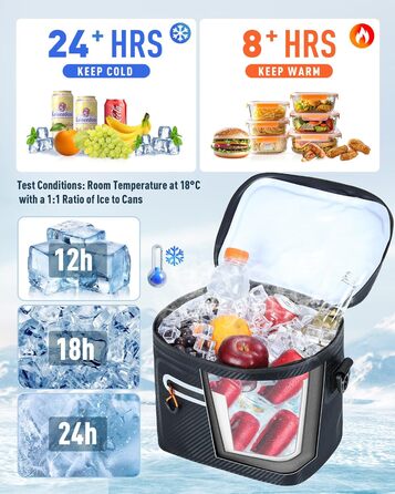 Лекeські 20L Ізольована Холодна Сумка – Переносна Сумка для Пікніків, Походів, Пляжу, Грилю (Чорний, 20L)