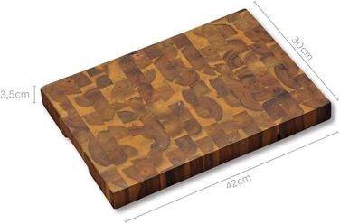 Професійна торцева дошка для нарізки KESPER з дерева акації, 42 x 30 x 4 см, коричневий