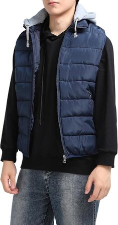 Чоловіча степкова жилетка YOUTHUP з капюшоном, тепла зимова жилетка для активного відпочинку, спортивна жилетка (XXL, Синій)