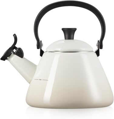 Le Creuset Kone Kettle with Whistle, Enameled Steel, 1.6 L, Meringue, 40101027160000