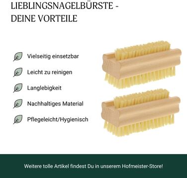 HOFMEISTER® Bath Brush with soft natural bristles, made of pear wood, 44 cm length, Made in Germany (Nail Brush, 2)