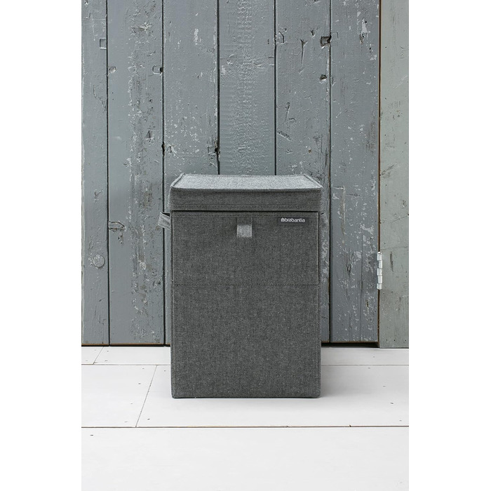 Brabantia Stackable Laundry Box 35L - Front and Top Opening - Large Volume - Lightweight and Sturdy Handles - Pepper Black