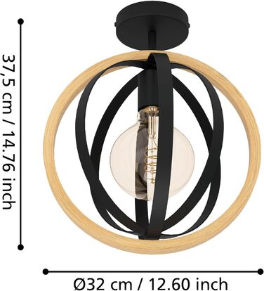 Настільна лампа EGLO Basildon 1: мінімалістичний дизайн, дерево, текстиль, метал, для вітальні та спальні, з вимикачем, цоколь E27