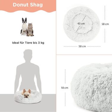 Круглий лежак для котів та собак Best Friends by Sheri - заспокійливий, 58x58 см, Frostgrau