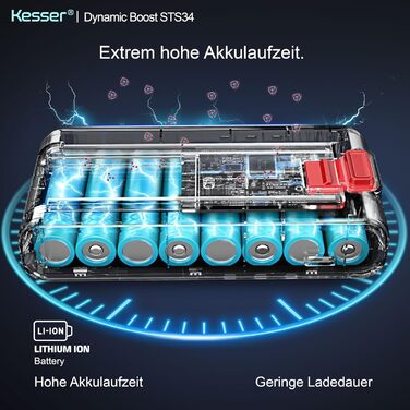 Бездротовий акумуляторний пилосос KESSER® з LED дисплеєм, до 70 хв роботи | Бездротовий пилосос без мішка з антизаплутувальною насадкою для твердих поверхонь, килимів та шерсті тварин (Помаранчевий / Жовтий)