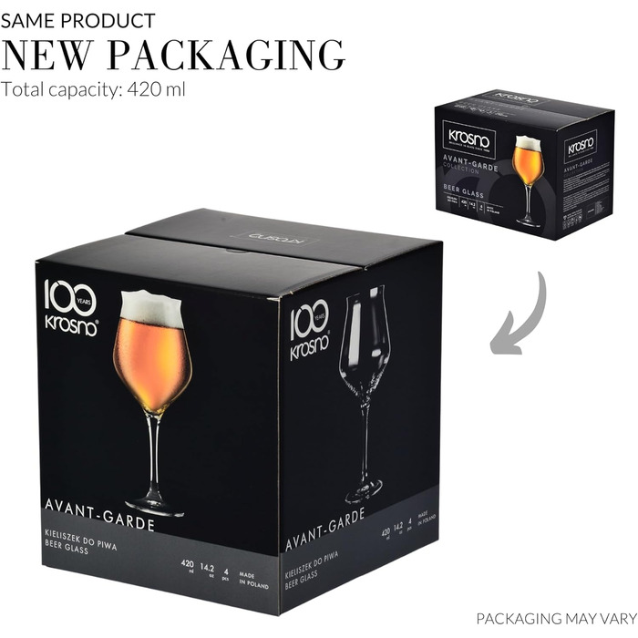 Krosno Bier-Tulpen Beer Glasses | Tasting Glass | Set of 6 | 420 ML | Avant-Garde Collection | Perfect for Home and Parties | Dishwasher Safe