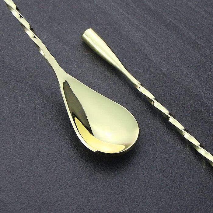 Якісний барний мішалка для коктейлів YFWOOD з нержавіючої сталі, довгий руків'я, стильний спіральний дизайн, ідеально для барменів та дому (Золотий)