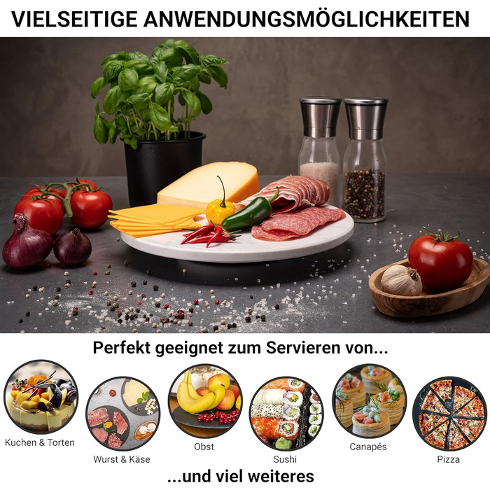 Rotating marble plate, round cake stand, cake plate, sausage plate, cheese plate, marble plate, serving platter with foot, serving dish, rotating tray, tiered cake stand, decoration tray, table decoration