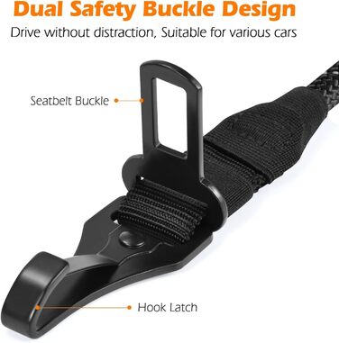 Автомобільний поводок-пояс для собак PetBonus: безпечний та надійний, для малих, середніх та великих собак (чорний)