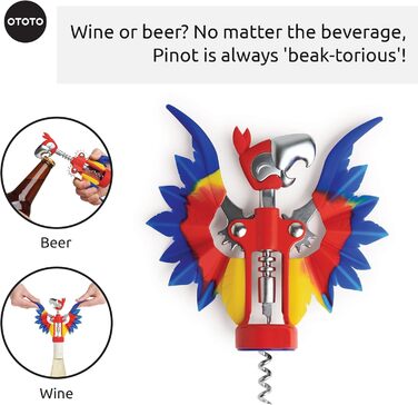 OTOTO Pinot штопор для вина з крилами – відкривачка для винних пляшок, подарунок для винолюбів, барне приладдя