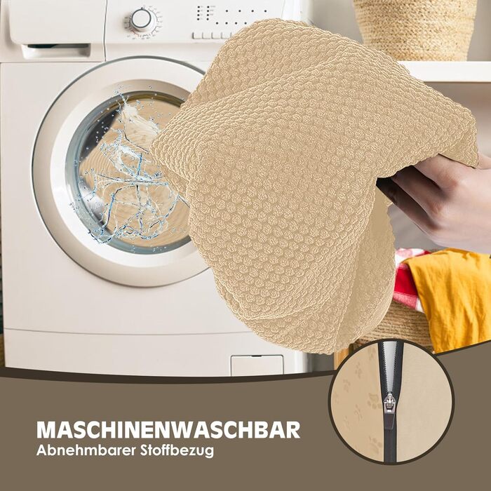 Сходинки для собак - 3 ступені, 40 см, з щільного матеріалу, для ліжка та дивану, знімний чохол, антиковзаюча поверхня, 60x40x40 см, бежевий