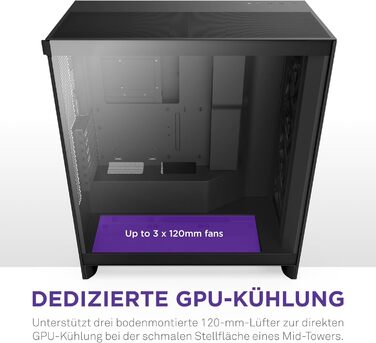Корпус NZXT H7 Flow: Mid-Tower з покращеною вентиляцією | Чорний | Підтримка 3 x 120мм вентиляторів для GPU | 3 x 120мм фронтальні вентилятори | 420мм радіатор