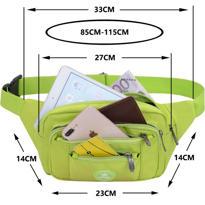 Водонепроникна поясна сумка для чоловіків та жінок, спортивна, для бігу, трекінгу, велосипедна, для ножа та туристичного інструменту (Зелена)