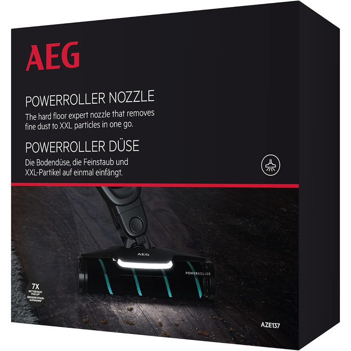 AEG AZE137 Power-Soft roller (floor nozzle ideal for hard floors, excellent suction power, LED headlights, fine dust & XXL particles, gentle cleaning, suitable for QX6, QX7, QX8-2, QX9, black) sleek, functional