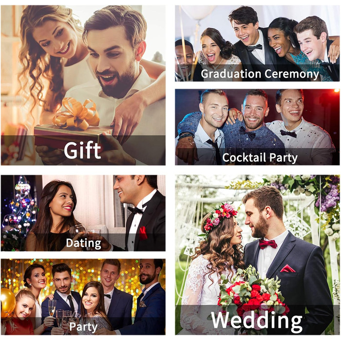 Метелик HISDERN для чоловіків з кишеньковим хустинкою, однотонний, регульований, для смокінгу, весілля, вечірки, колір бордовий