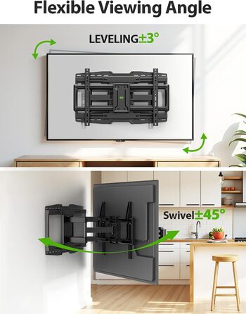 Настінний кріплення для телевізора USX-MOUNT з регулюванням нахилу та повороту, для телевізорів 32-90 дюймів, сумісний з VESA 600x400mm, вантажопідйомність до 68.2 кг