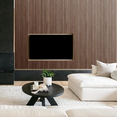 Акустичні панелі з дерев'яного шпону самоклеючі, набір 2 шт. 100x52 см, звукопоглинаючі стінові панелі для шумоізоляції та декору вітальні, офісу, коричневі