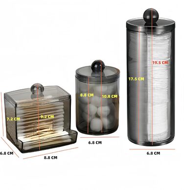 Диспенсер для ватних паличок та дисків PET, органайзер для косметики та макіяжу, чорний (BLACK-D2)