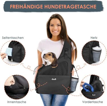 Сумка-переноска для собак до 7 кг, чорна. Зручна переноска для цуценят та маленьких собак, з регульованим ремінцем, м'якою підкладкою та вентильованою сіткою. Легка та миюча сумка-переноска для собак до 3 кг.
