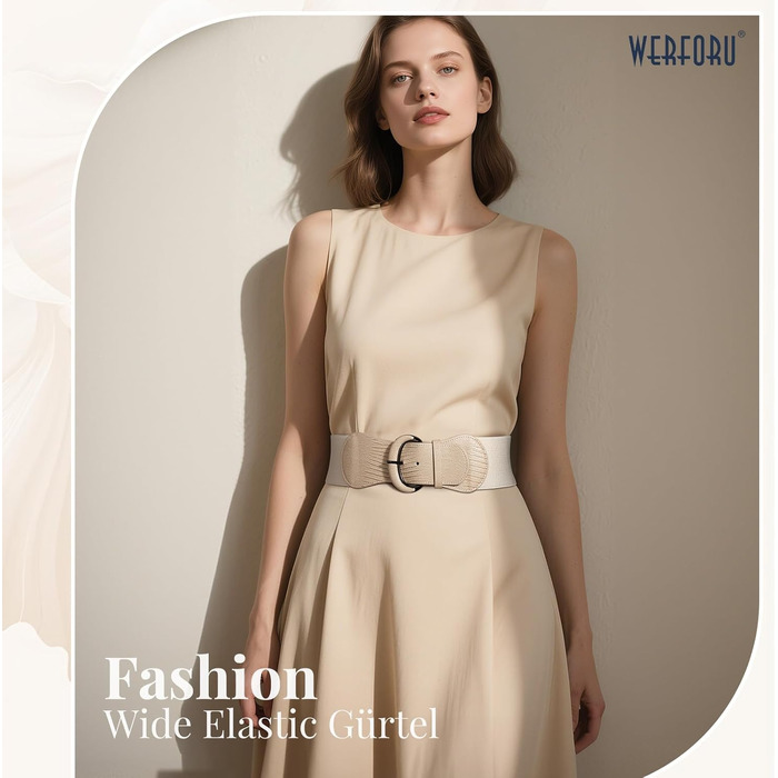 Жіночий широкий еластичний пояс WERFORU для суконь та костюмів, розмір 94-107 см (K-khaki)
