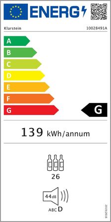 Витримання вина Klarstein Vivo Wine 26 - винний льох на 26 пляшок, 88 л, LED, регулювання температури, мінливий петельний механізм, двері з обох сторін, нержавіюча сталь, сріблястий колір