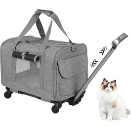 Великий переносний вольєр для котів на колесах, сумка-переноска для котів, 3 в 1 для собак, сумка на плечі, візок для собак, переносний вольєр для тварин, сірий