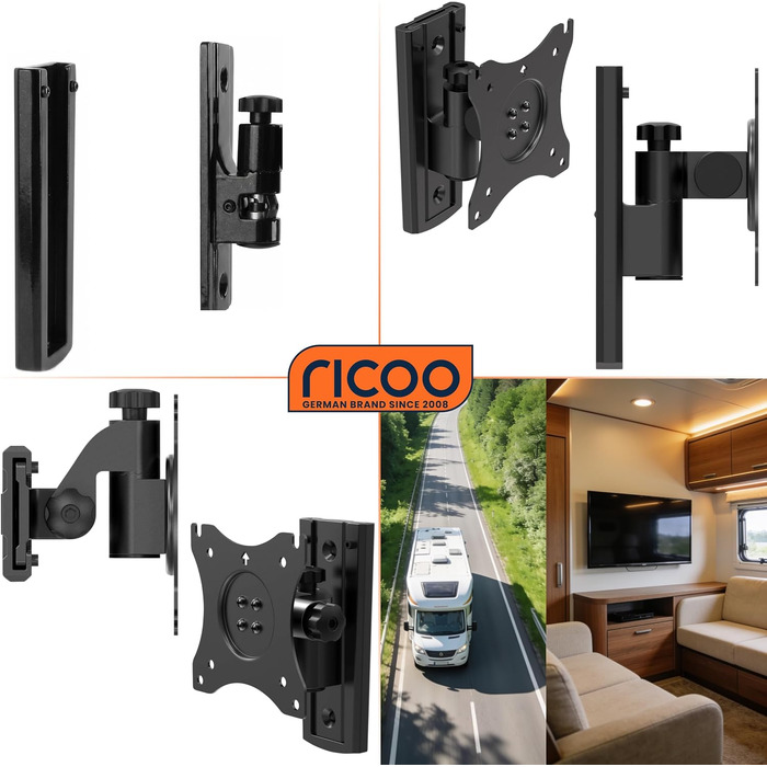 Настінний кронштейн для телевізора RICOO S0644 поворотний та нахильний, для Smart TV та вигнутих екранів 32-55 дюймів, до 35 кг, VESA 400x400 мм, чорний