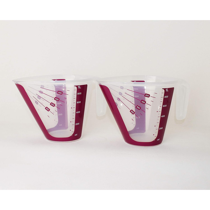 TUPPERWARE 2x 1L Measuring Cup CombiPlus Accurate Measurement Berry + Mini Funnel Purple