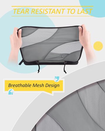 Органайзери для валізи BAGSMART компресійні (6 шт., сірий) - набір кубиків для подорожей та ручної поклажі