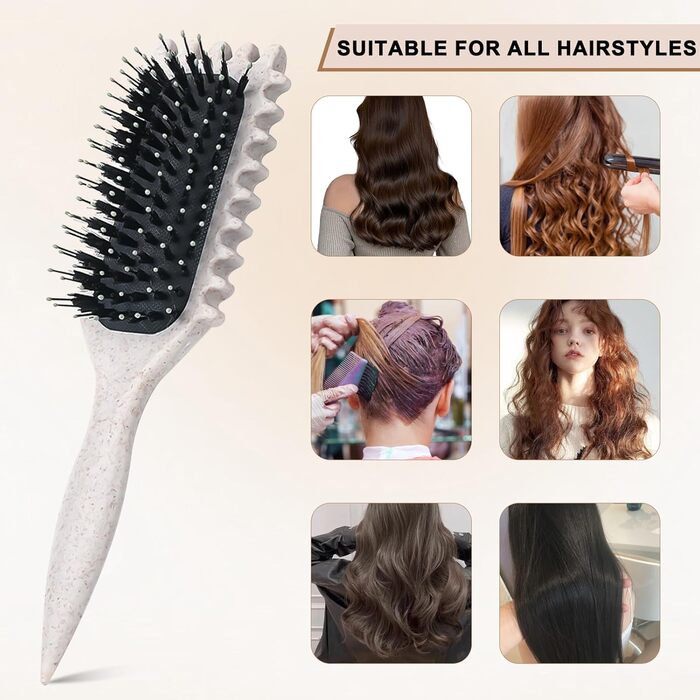 Щітка для кучерявого волосся Lockenbürste: формування локонів та об'ємне укладання (світло-бежева)