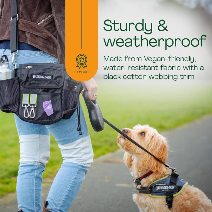 Сучасна сумка для собак, водонепроникна, з дозатором для ласощів та відходів, чорна