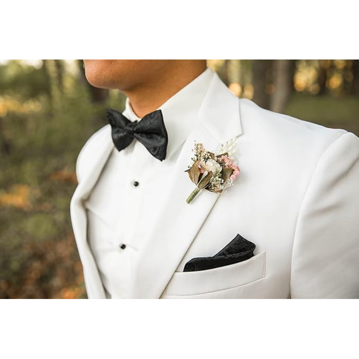 Набір краватка-метелик, нагрудна хустинка та запонки Alizeal Paisley, синій, універсальний розмір